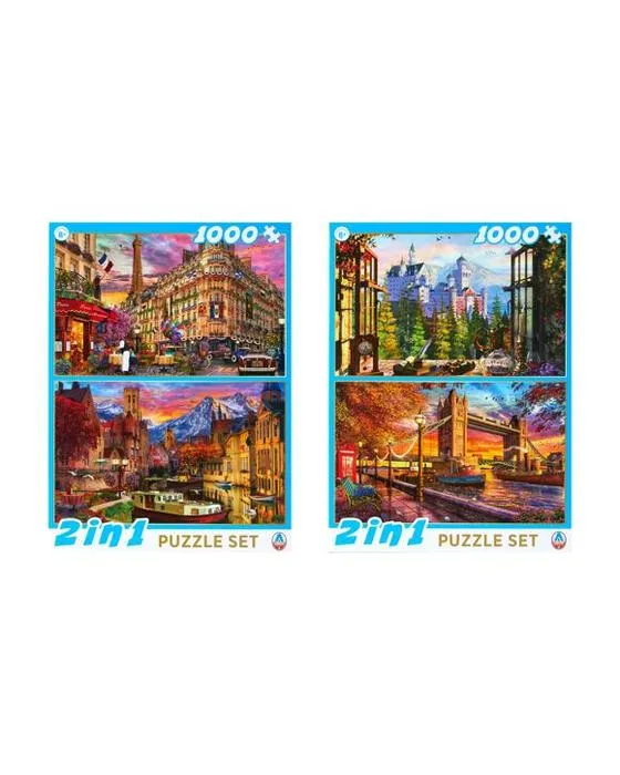 1000 pièce 2 en 1 ensemble de puzzles fléchés - Assortiment