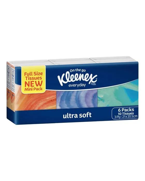 6 Pack On The Go Kleenex Tissus de taille complète de tous les jours Nouveau Mini Pack