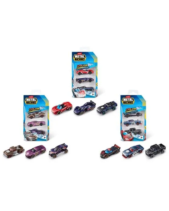 3 Pack Zuru machines en métal changer de couleur voitures - assorties