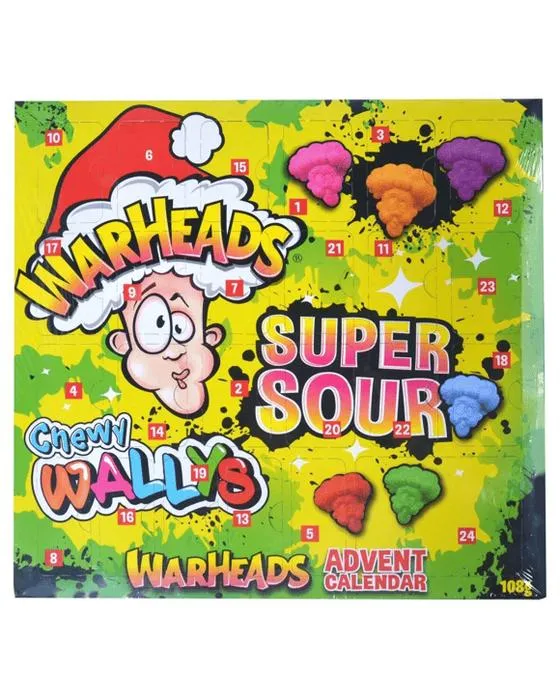 Têtes de guerre Super Sour Chewy Wallys Calendrier de l'Avent 108g