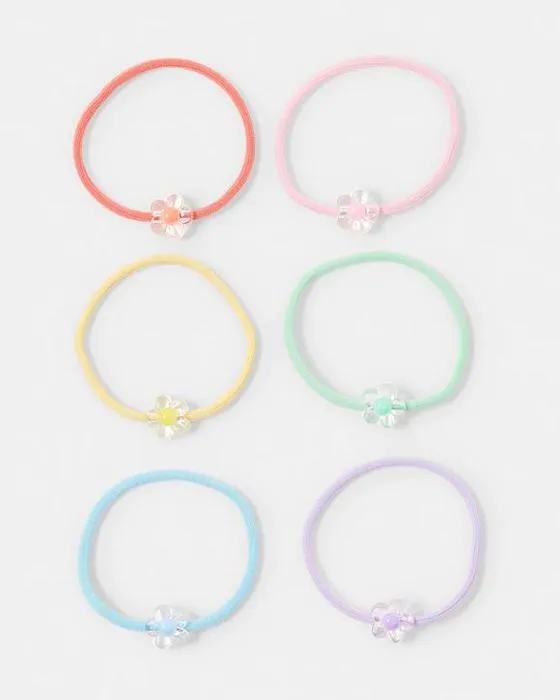 6 Pack de fleurs de cravates de cheveux