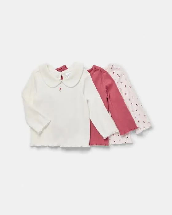 T-shirts à manches longues en coton 3 Pack
