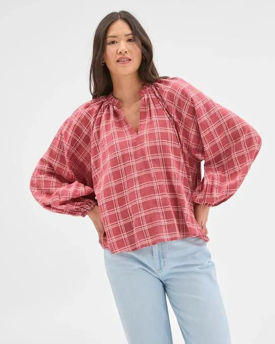 Cible Femme Manches longues Vérifiez détail Blouse