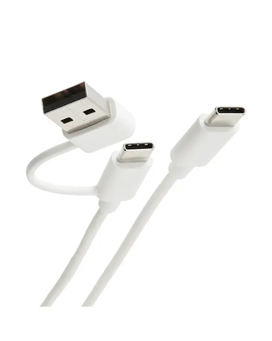 2-en-1 USB-A/C à USB-C Cable - Blanc
