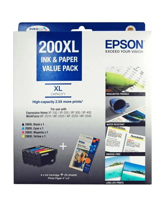 Epson 200 XL Encre et papier de haute capacité Mega Value Pack