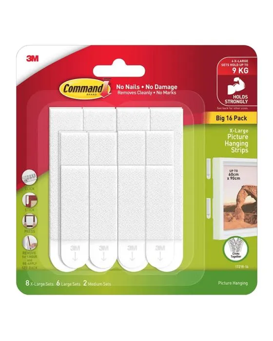 16 Pack 3M de commandes bandes de suspension d'image