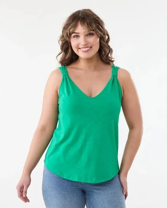 Tank à mailles sans manches de détail V-Neck
