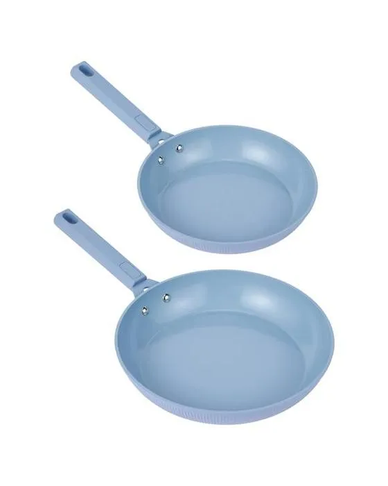 2 paquets de poêles en céramique non-collés - Bleu