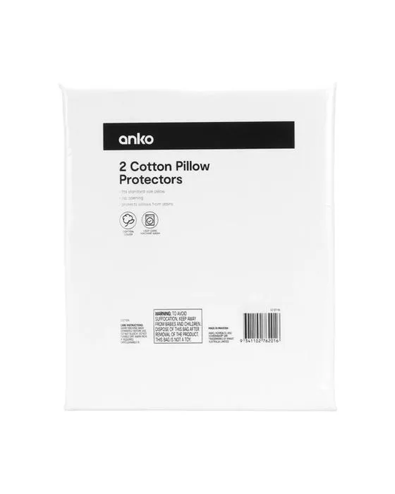 2 Packs de protecteurs d'oreiller en coton - Blanc