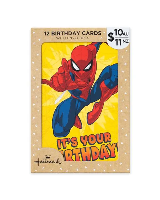 12 cartes d'anniversaire de marque de hall - Marvel Spider-Man