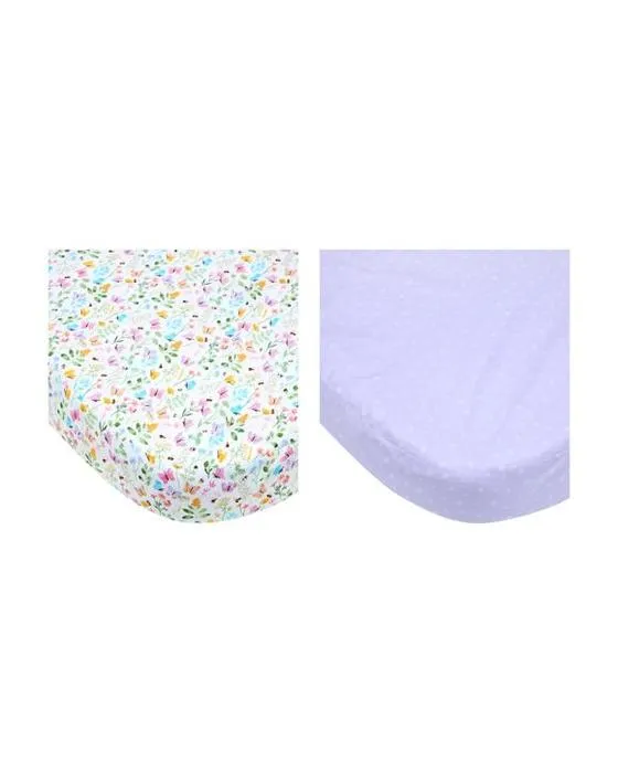 2 Pack 225 Fil Count coton biologique Fixed feuilles de bassinet - Floral
