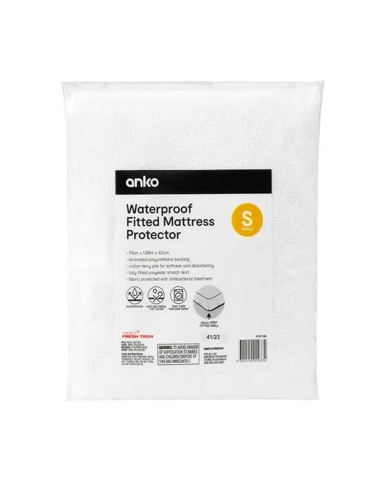 Protecteur de matelas imperméable - Lit simple, blanc