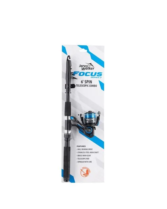 Jarvis Walker Focus Series 2 Spin Combo télescopique - 6 pieds, noir