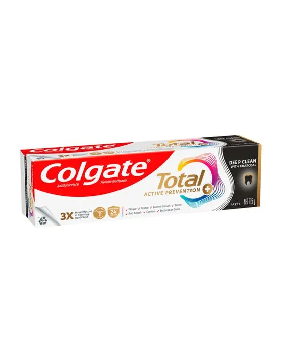 Colgate Prévention active totale Nettoyer profondément avec le dentifrice de charbon