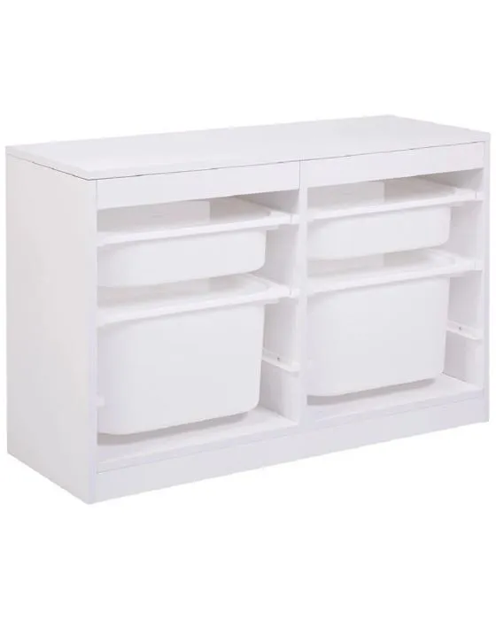 Unité de stockage large Kadink w/ 2 Grandes / 2 Tubes et Lides Med Blanc