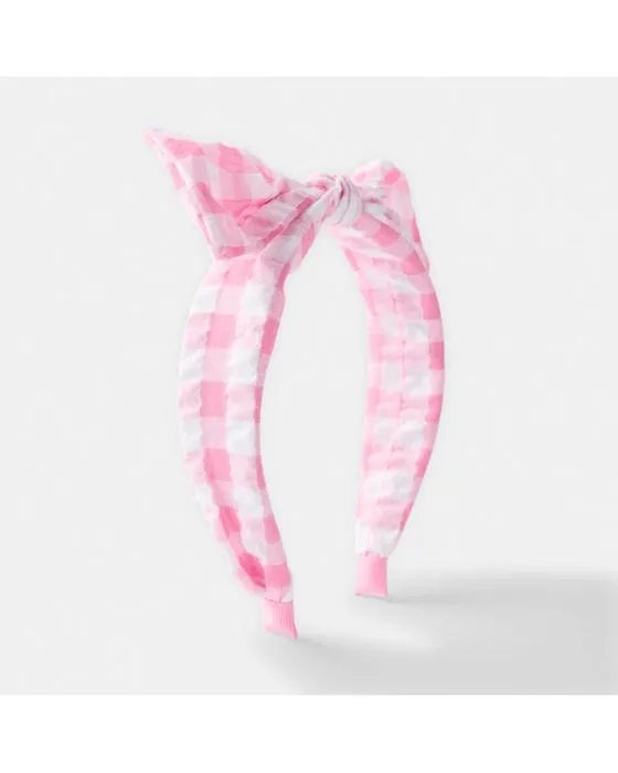 Bandeau de la Bow Gingham - Rose et blanc