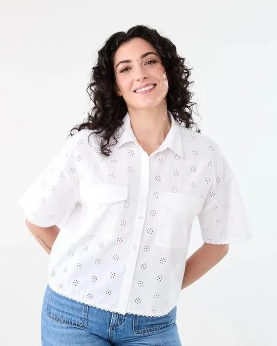 Chemise à manches courtes Broderie