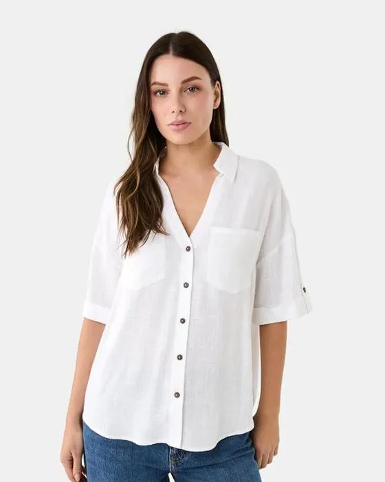 Chemise à manches courtes enroulées
