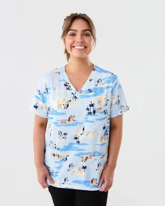 Vêtements de travail Bluey Licence Manches courtes Unisexe Scrub Top