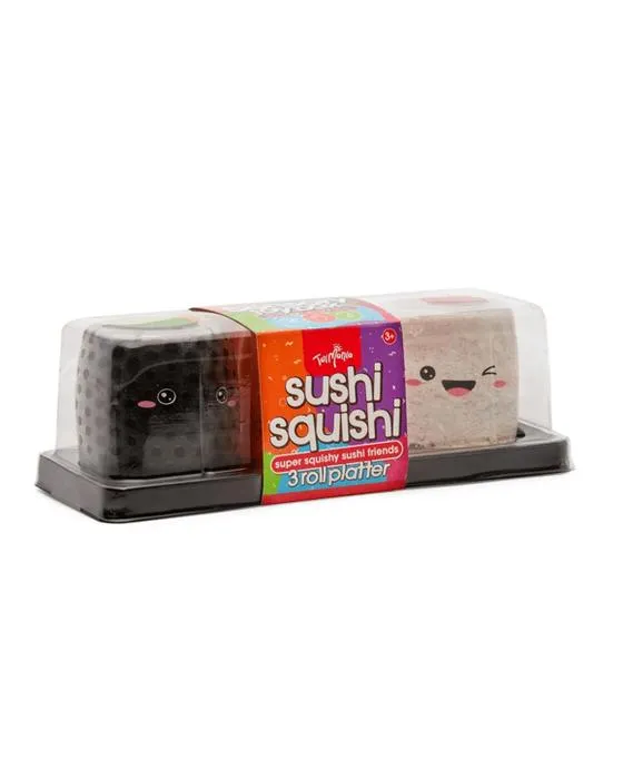 3 Pack ToyMania La Boîte à Jouet Sensory Sushi Squishi Roll Platter