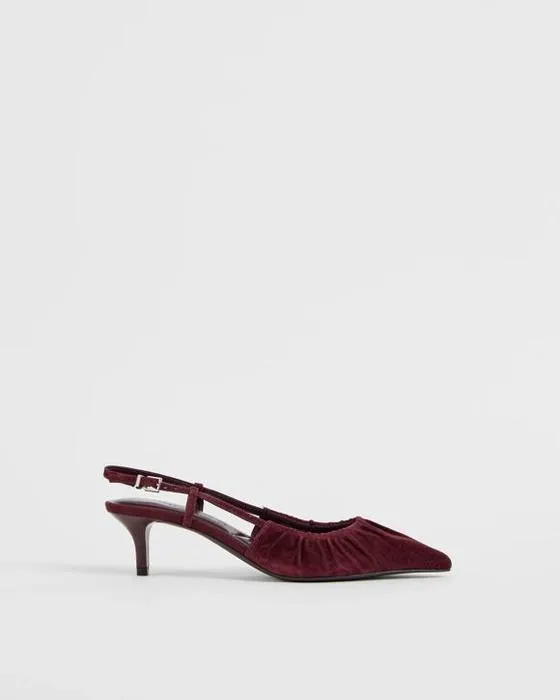 Cible femme véritable Suede cuir Sling dos rassemblé talons chaton - Kaia