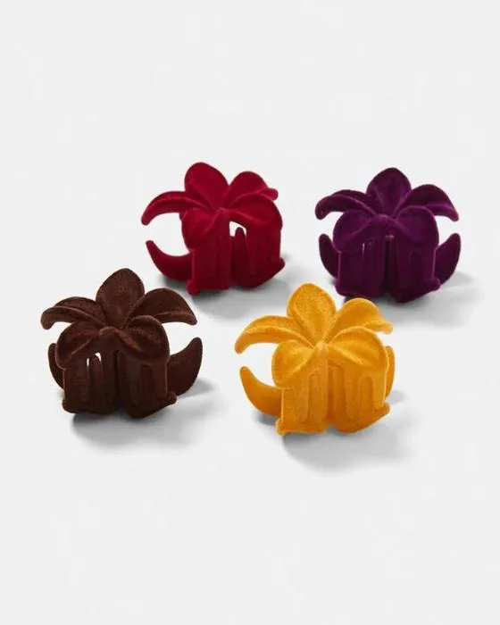 4 Pack Velvet Mini Frangipani Clip cheveux de griffe