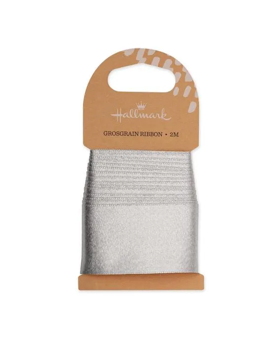 2m Hallmark Grosgrain Ribbon - Silver Look