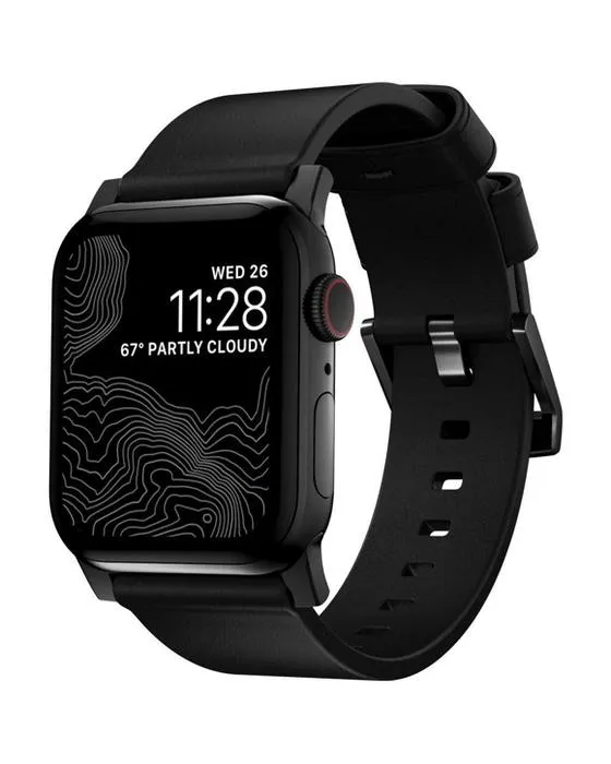 Bande de montre nomade en cuir 44-46mm noir