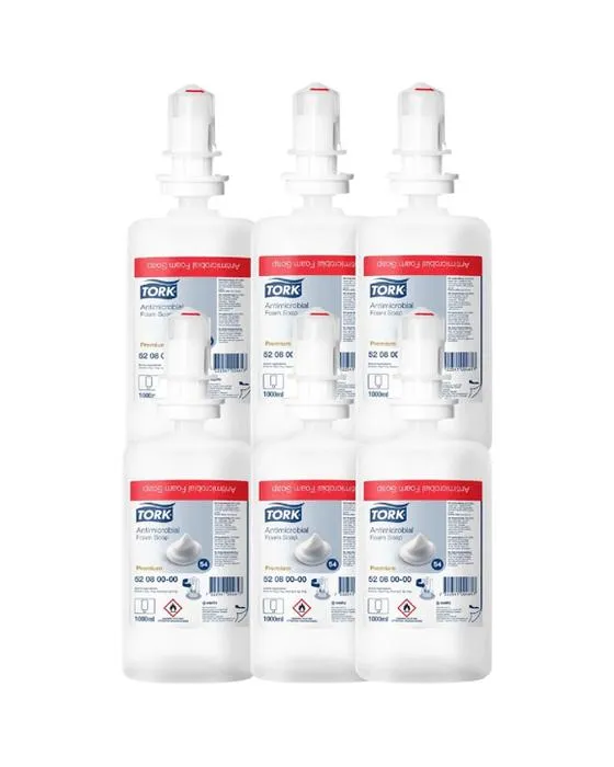 Savons de mousse antimicrobienne Tork 6 x 1L