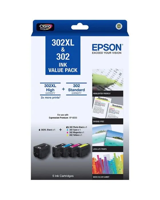 Boîte de valeur Epson 302 et 302XL 5 Ink
