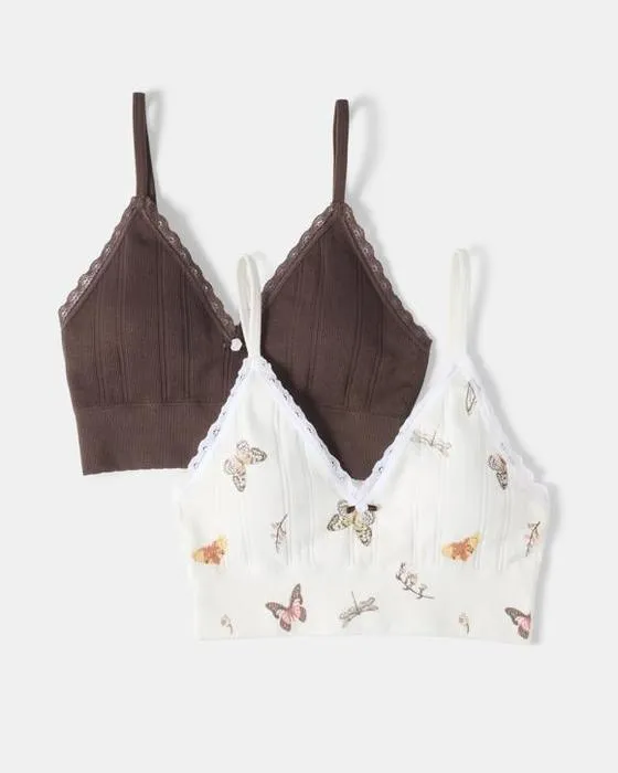 2 Pack sans couture de la bralette de côtes