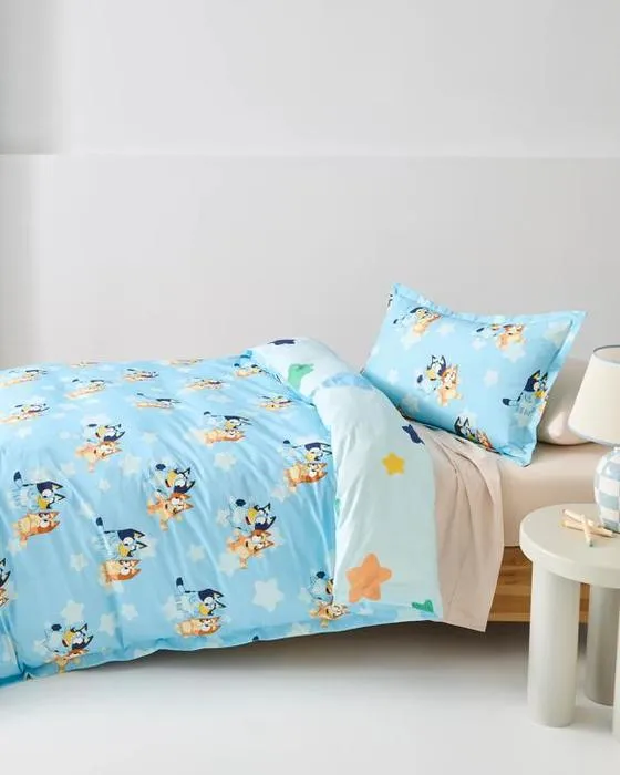 Ensemble de couverture de matelas de coton bleu et bingo - lit simple - bleu