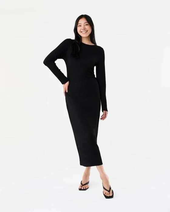 Robe Midi rugueuse manches longues