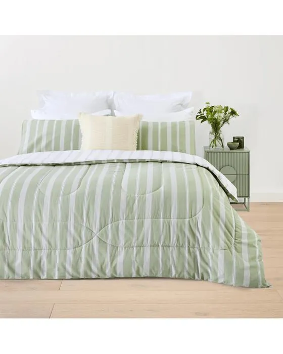 Ensemble de confort réversible Rani Coton Rich - Lit simple/Double, Vert