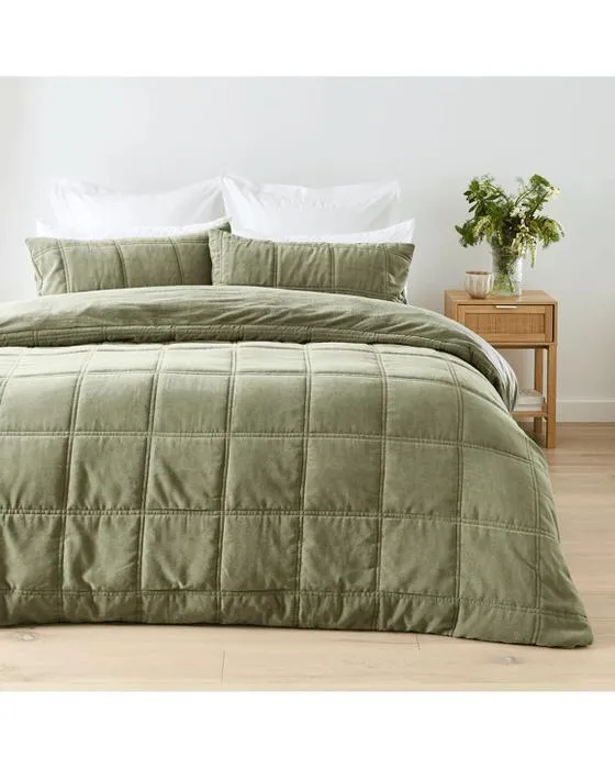 Couverture de matelassement Chenille Velvet - Super King Bed, Vert