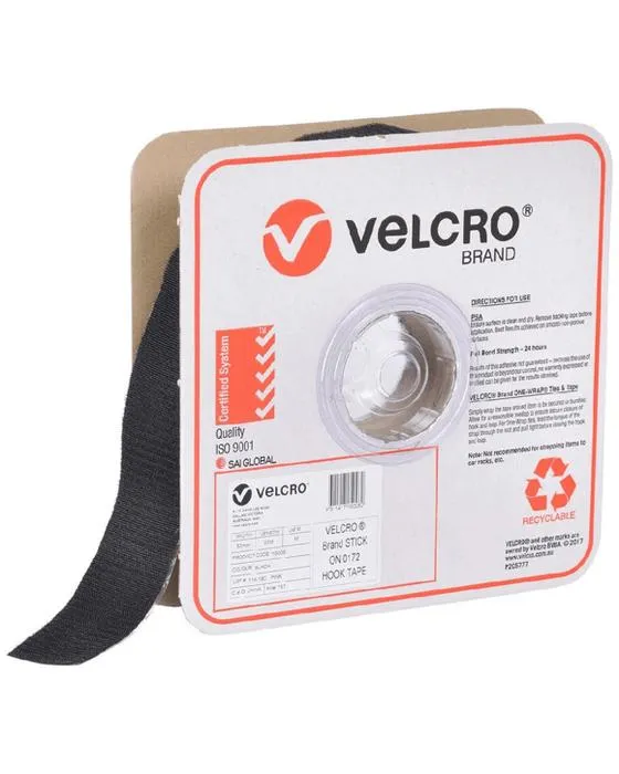 VELCRO Crochet seulement ruban 50mm x 25m noir