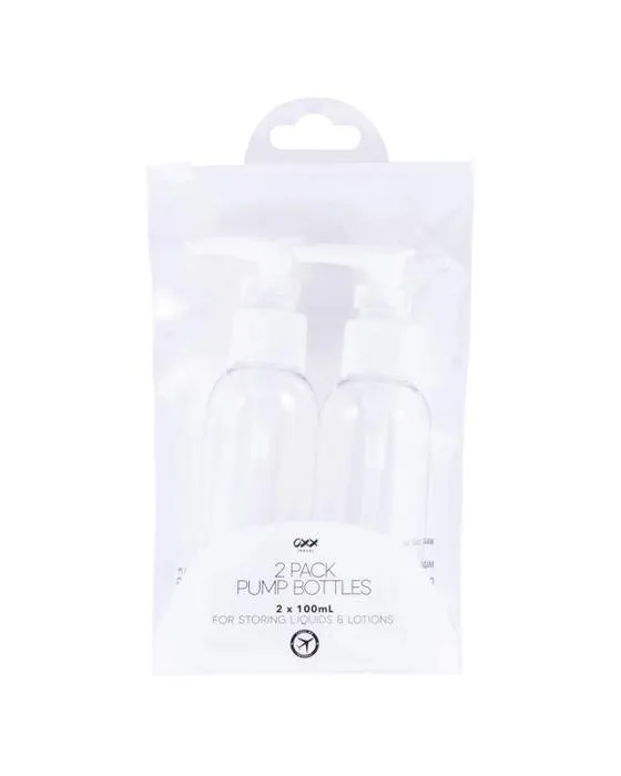 Bouteilles de pompe OXX Travel 2 Pack - Blanc et clair