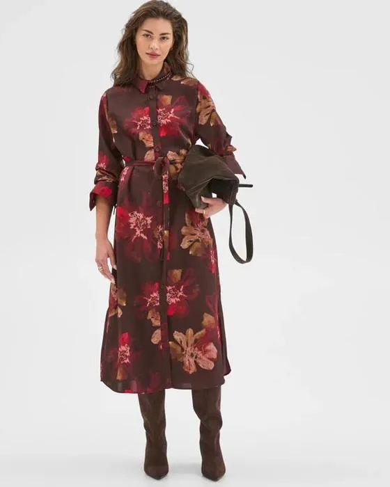 Cible Petites Manches Longues Détails Robe de chemise