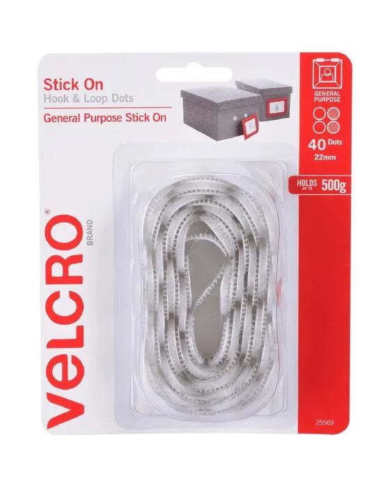 VELCRO Crochet et boucle Poche 22mm 40 Blanc