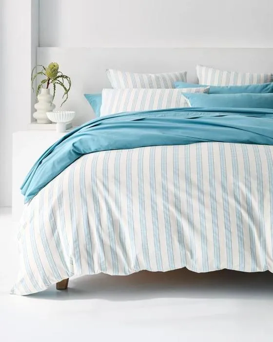 Ensemble de couverture de matelas à la pierre en coton Arlo - Lit Super King - Bleu