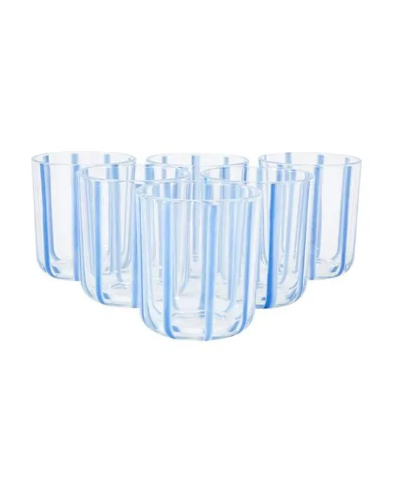 6 Lunettes de tumbler à rayures bleues
