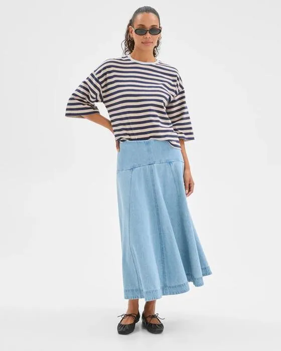 Cible Denim Paneled Denim Maxi Jupe