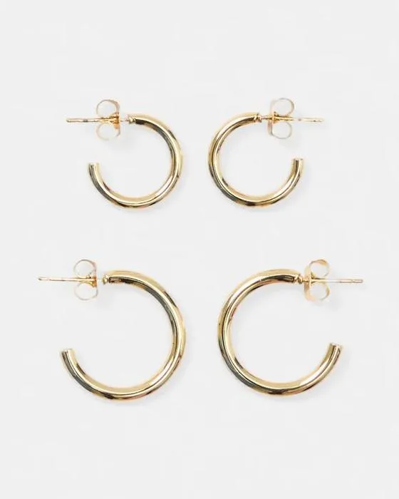 Boucles d'oreilles plaquées or 18K de 2 paquets