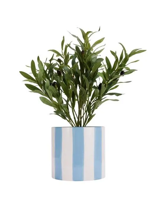 Pot à rayures bleues