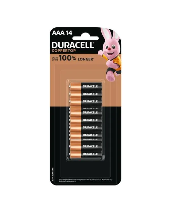 14 Batteries de batterie de Duracell Coppertop Alcaline AAA