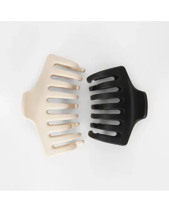 OXX Haircare 2 Packs de clips cheveux à la fois os et noirs, moyenne et petite barrette Triple Grip