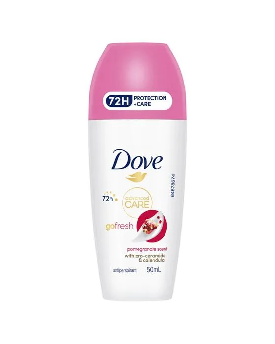 Soins avancés de la colombe Aller frais antiperspirant désodorisant rouleau-sur 50ml - Pro-Ceramide et Calendula, grenade Scent