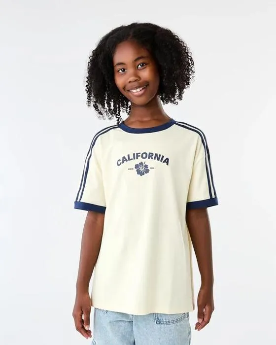 T-shirt surdimensionné de col d'équipage à rayures latérales