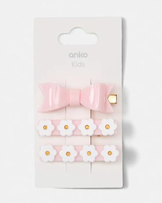 3 Packs de clips de cheveux rose acétate Bow