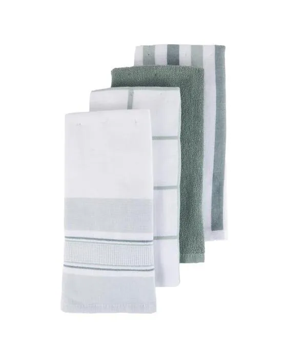 4 Packs de serviettes de thé Terry Linéaire vert